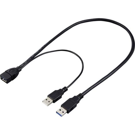 Câble USB 3.0 haute vitesse – Connecteur USB-A mâle vers USB-A femelle, longueur 0,5 m, noir, compatible avec ordinateurs, chargeurs et périphériques PC