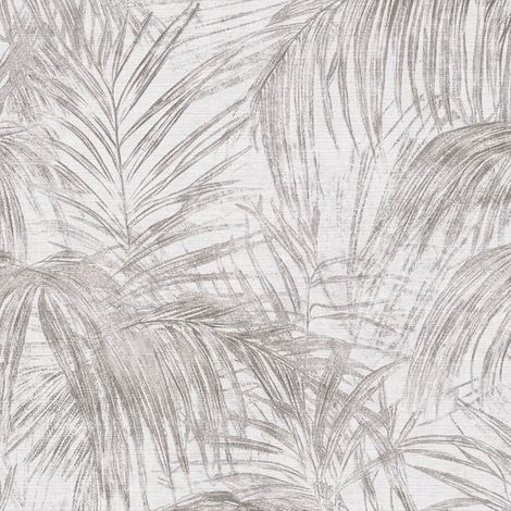 Papel pintado naturaleza Profhome 399813 papel pintado vinílico estampado en caliente tejido non tejido ligeramente texturado con palmeras mate blanco gris negro 5,33 m2