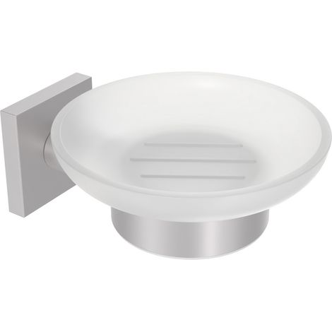 Metaform - Porta sapone da parete Satinato in Acciaio Inox e vetro Mod. Hotel Maison Satin