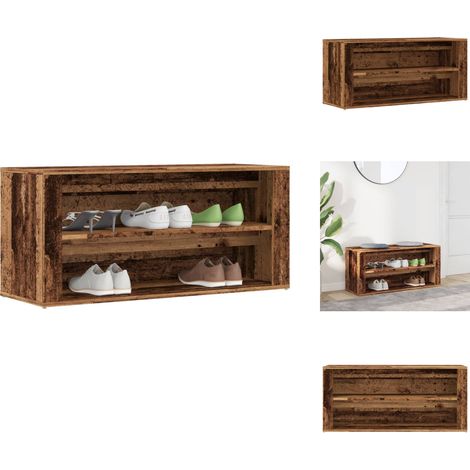 Banc à chaussures vieux bois 100x35x45 cm bois d'ingénierie - Banc À Chaussures - Bancs À Chaussures - Banc - Banc De Couloir (1/5)