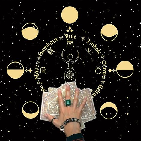 Nappe de table 23x23 pouces pour jeu de société, bloc-notes quotidien de magicien, nappe de tarot, nappe de divination runique pour autel de tarot, nappe patch B60 (1/5)