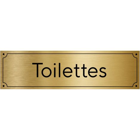 Plaque de porte gravée pour Toilettes en pvc aspect argent brossé ou or brossé.- Or brossé - (1/5)