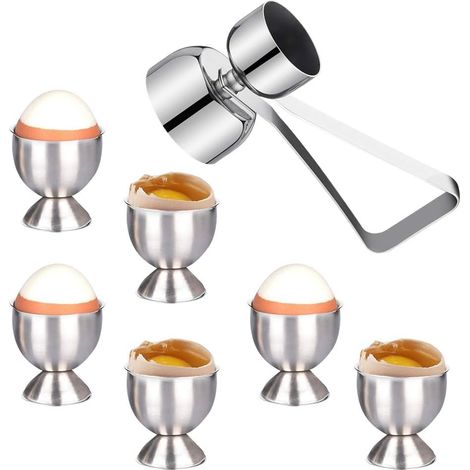 Ensemble coquetier en acier inoxydable avec ouvre-coque double face, pour Pâques – DELKEVIC (1/5)