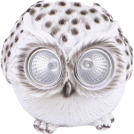 Veilleuse Hibou LED à Énergie Solaire en Résine Blanc 12v 1w (1/5)