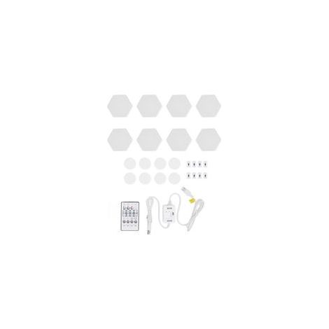 Appliques murales LED hexagonales RGB – Kit de 8 unités avec synchronisation musicale, commande vocale, Wi-Fi et USB pour ambiance cinéma & gaming