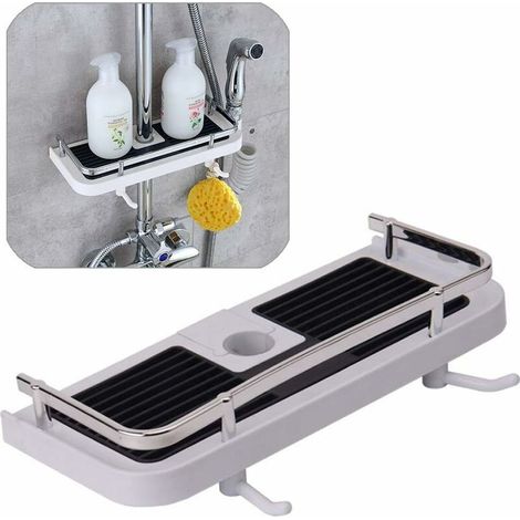 Support de Perçage pour Salle de Bain - Étagère Réglable en Hauteur pour Rail de Douche, Organisateur Pratique (1/5)