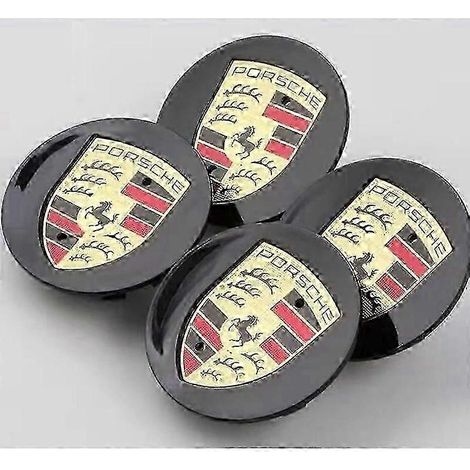 Quatre enjoliveurs de roue Porsche, quatre enjoliveurs de roue incurvés de 76 mm (1/2)