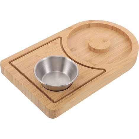 Plateau en bambou brun clair avec sucrier intégré et étuis à sucre pour cocktails à la maison (1/5)