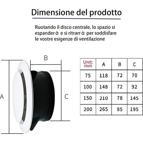 Couvercle pour conduits de ventilation, diffuseur au plafond, soupape d'alimentation d'échappement, prise d'air anémosté, couvercle pour tuyau de ventilation, 150 mm