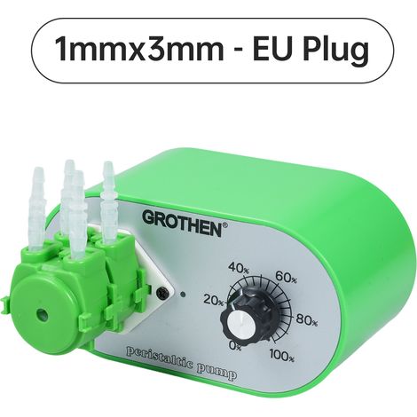 Pompe péristaltique GROTHEN, débit réglable de 5 à 20 ml/min, tube en silicone vulcanisé platine de qualité alimentaire (1 mm x 3 mm) pour aquarium, laboratoire, analyses chimiques et dosage d'additif (1/5)