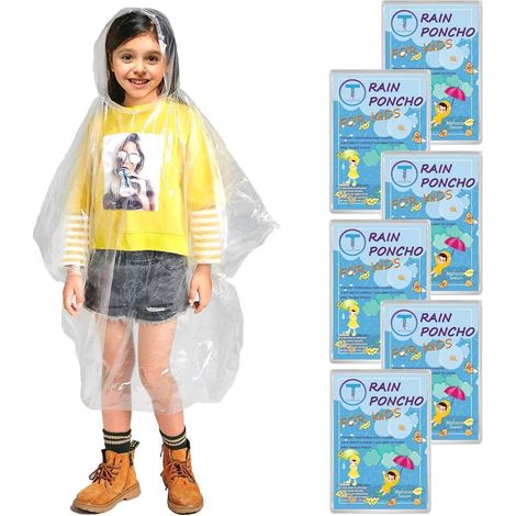 Regenponchos Regenschutz Regencape Kapuze Familienset Kinder 6 Stück (1/5)