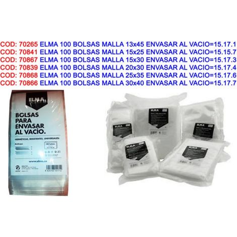 BUSTE ELMA 100 RETE 15x30 PER CONFEZIONAMENTO SOTTOVUOTO