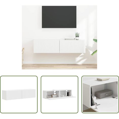 Meuble tv mural blanc - Meuble TV mural 2 pcs Blanc 60 x 31 x 29.5 cm Bois d'ingénierie (1/5)