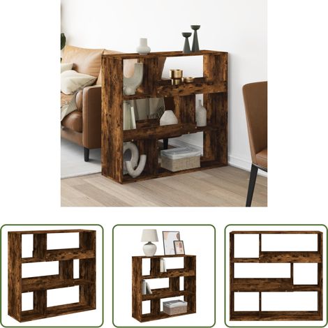 Étagère décorative - Cloison de séparation chêne fumé bois d'ingénierie (1/5)