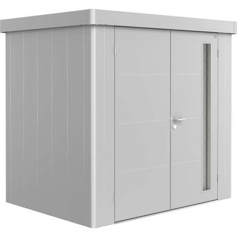 Casetta da Giardino in Metallo NEO 1B Biohort con Porta a Due Battenti  Argento Metal