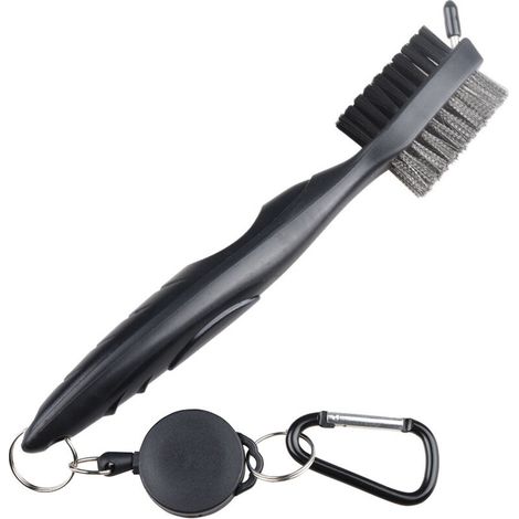 Golfschläger- und Rillenbürste – Doppelseitige Nylon- und Stahlbürste mit Spikes zur Reinigung von Schlägeroberflächen und Rillen – Inklusive (1/4)