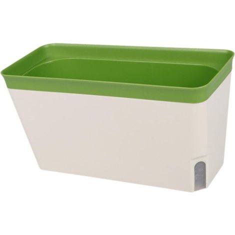 3 pots de fleurs pour rebord de fenêtre, avec indicateur de niveau d'eau, en polypropylène, dimensions 27x14,5x11,5 cm, usage intérieur/extérieur (1/5)