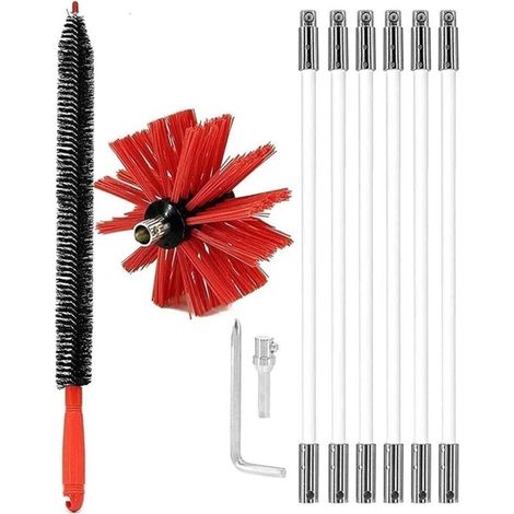 Kit De Nettoyage De Cheminée, Kit De Ramonage De Cheminée, Kit De Brosse De Cheminée For Le Nettoyage Du Kit De Ramonage De Cheminée (6Tiges Et 1 Tête De Brosse) Kit de nettoyage de chemin (1/4)