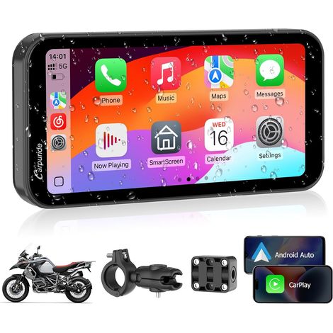 W603 6.3 Inch Motorcycle Screen GPS Waterproof Wireless Waterproof Touch Screen Remote Control Bluetooth Audio GPS Siri and Assistant for Motorcycle (1/5)