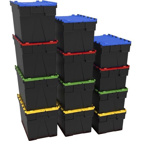 KKE – Bac navette avec couvercle rouge 63L – Polypropylène recyclé – Résistant de -20°C à +40°C – Charge max 250 kg – Format palettisable