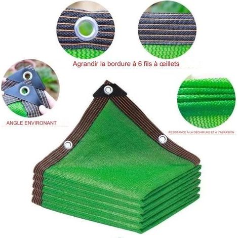 Tissu D'ombre,Filet D'ombrage Supérieure,Filet de Protection Solaire Vert,Shade Net Perméable à l'eau,pour L'extérieur,Arrière-Cour,Jardin,Plante,Serre,avec Corde (3x4m) - RWVoile d'ombrage (1/4)