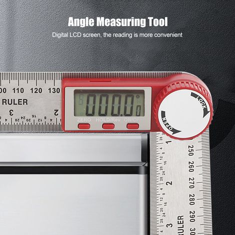 Règle rapporteur numérique inoxydable 360° avec outil de mesure d'angle électronique 0-200 mm (1/5)