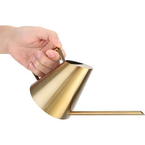 400ml Stainless Steel Watering Can, Long Spout Watering Can, Mini Metal Watering Can, 400ml Stainless Steel Watering Can, Small Metal Watering Can with Long Spout for Indoor and Outdoor Plants, Gold (1/5)