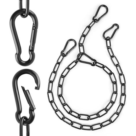 Set di 2 maglie per cancello con lucchetto per recinzione esterna - catena di sospensione con moschettoni, lucchetto multifunzionale in acciaio inox e metallo - AquaForge (1/5)