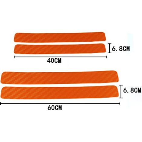 (4 pièces,orange sans logo) Pour Suzuki Grand Vitara Swift Sport : 4 seuils de porte en fibre de carbone 3D imperméables et résistants à l'usure Autocollants de protection (1/3)