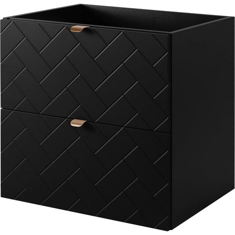 Mobile da bagno, Nero Opaco, 60 x 57 x 46 cm, Maniglie Dorate (1/5)
