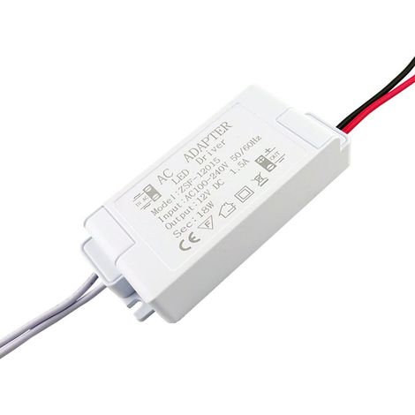 Transformateur LED 12 V(18 W), alimentation LED 1,25 A 230 V vers 12 V CC transformateur LED, adaptateur d'alimentation à commutation de tension constante pour lampes LED G4, MR11, MR16, GU5.3