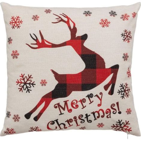Paris Prix - Coussin Déco De Noël renne 40x40cm Beige (1/3)