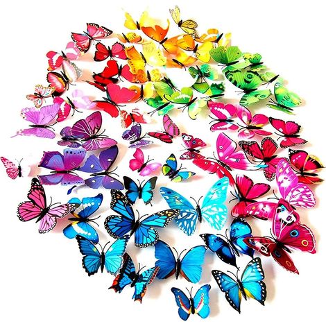 108 autocollants muraux papillons 3D, décorations papillons (1/4)