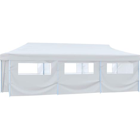 vidaXL Carpa de fiestas pop-up plegable con 8 paredes blanco 3x9 m (1/2)
