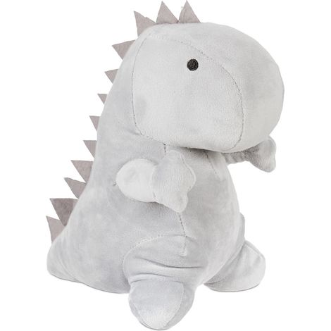 Relaxdays Dinosaur Doorstop, Fabric with Sand Filling, Weighted Door Stopper for Floor, Decor, 23 x 14 x 21 cm, Grey