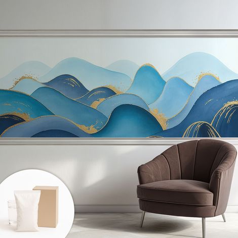 Tapete Dekorative Vliestapete mit Klebe für Wand - Mustertapete - moderne Einrichtung - für Büro Wellenförmige Landschaft 250x104 cm (1/5)