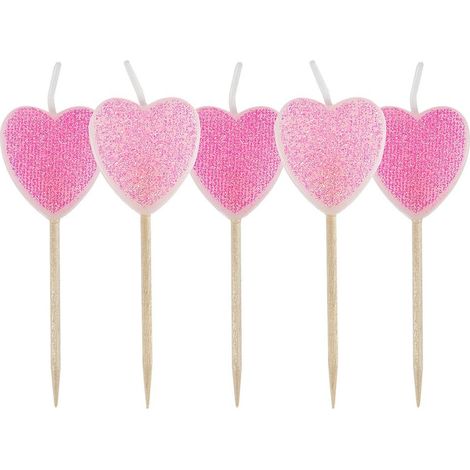 Set di 5 candele per San Valentino su un supporto rigido.