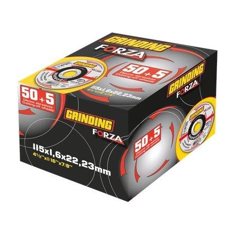 DISCO ABRASIVO TAGLIO FERRO PIANO FORZA PROMOBOX - MM 115X22,2 H.MM 1,0 CF=PZ 50+5- 1 confezioni