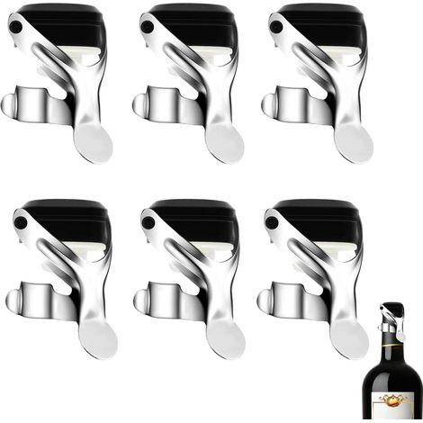 (6 Stück) Bouchons de Bouteille de Vin en Acier Inoxydable Bon Joint Garder au Frais Bouchon de Champagne pour Sceller le Vin Mousseux Champagne (1/4)
