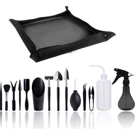 Gartengeräte-Set, Mini-Gartengeräte-Set für drinnen, Komplettes Set, geeignet für Zimmerpflanzen und Topfpflanzen, 15-teilig mit Unterlage (1/5)