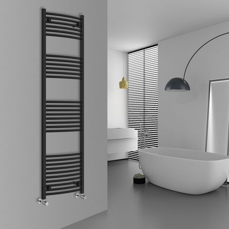 WarmeHaus Curved Black Bathroom Ladder Radiator 1800x500mm (1/5)