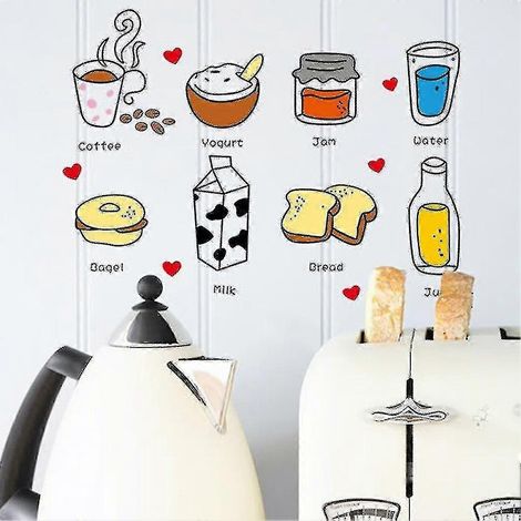 Papier peint de cuisine coloré et mignon, style dessin animé, et stickers muraux autocollants pour la décoration intérieure (1/3)