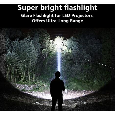 Extrem leistungsstarke, wiederaufladbare LED-Taschenlampe mit USB-Anschluss, 13500 Lumen, 6000 mAh, mit Seitenlicht, wasserdichte Hochleistungstaschenlampe für Notfälle, Jagd, Wandern und Camping (mit