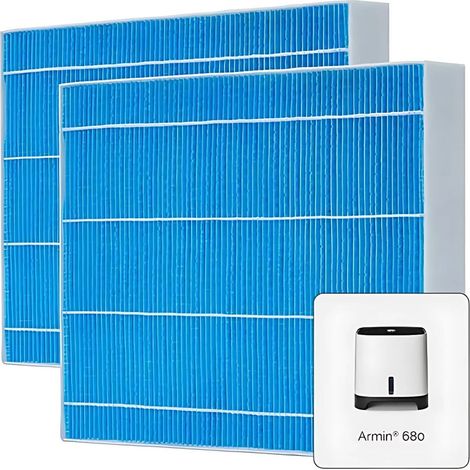 Paquete de 2 almohadillas de evaporación Meaco Armin® 680ml, humidificador evaporativo, mejora calidad del aire, antimicrobiano, apto para agua dura y sin cal