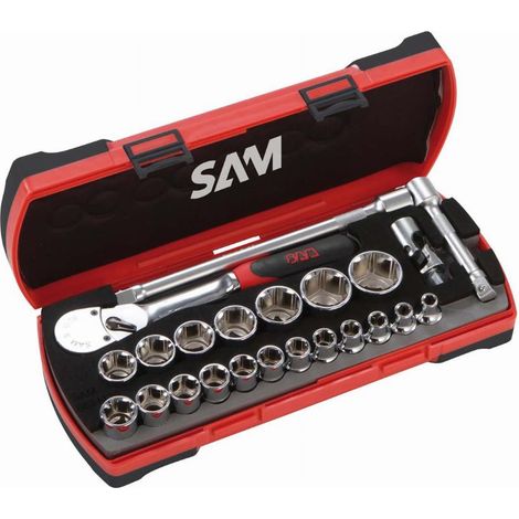 Set di bussole e accessori 1/2 e cricchetto 1/2 cantiere SAM - 75SHC23 (1/2)
