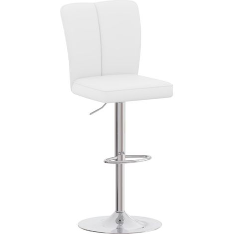 Lot de 2 tabourets de bar réglables en hauteur et pivotants à 360°, design argenté et blanc en cuir PU résistant à l'eau (1/5)