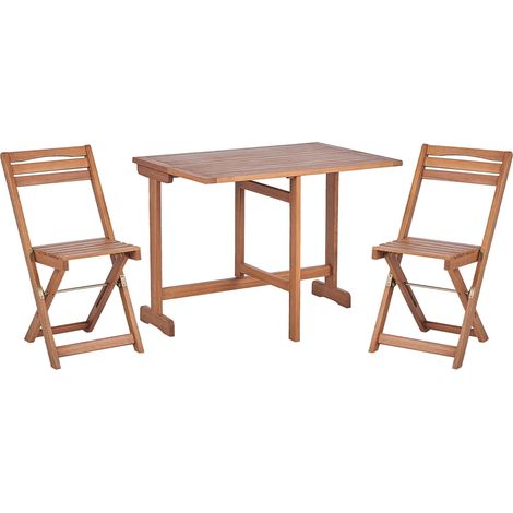 Ensemble Bistrot Rustique de Jardin en Bois d'Acacia 2 Chaises Pliantes Table Extensible Lenola (1/5)