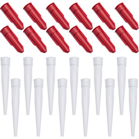 12 pièces Buses de rechange en plastique, buses de calfeutrage, capuchons de buses de pistolet à mastic refermables Couvercles de buses de pistolet à calfeutrer (1/5)