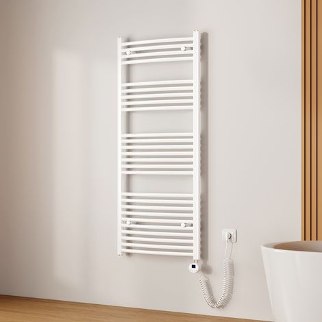 EMKE Sèche-serviette électrique, Radiateur Sèche-Serviettes avec WiFi Thermostat Blanc 140x60cm 600W (1/5)