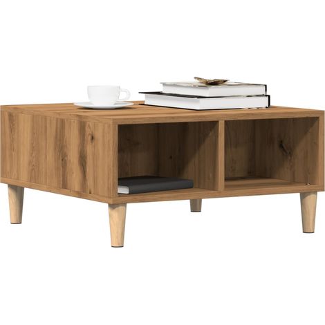 vidaXL Mesa de centro madera de ingeniería roble artisan 60x60x30 cm (1/5)